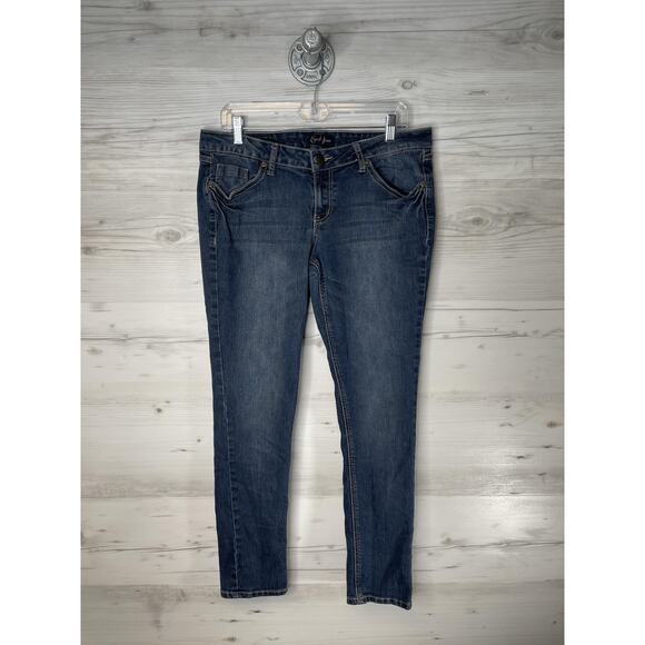 Earl Jean Jeans Womens 15 Blue Denim Skinny Stretch Medium Wash Juniors Zip Fly - Picture 1 of 11